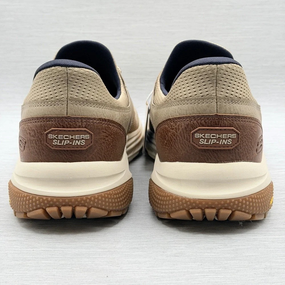 Skechers Slip Ins Men's 12 Wide Taupe Walking Shoes Relaxed Fit Goodyear Meroe
